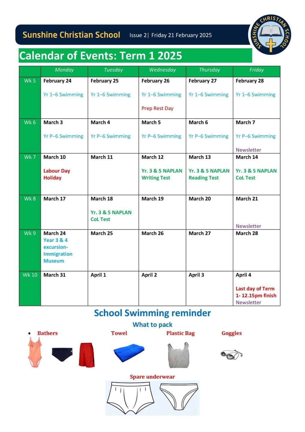 Calendar of Events