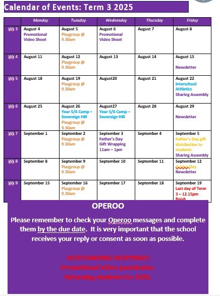 Calendar of Events282025