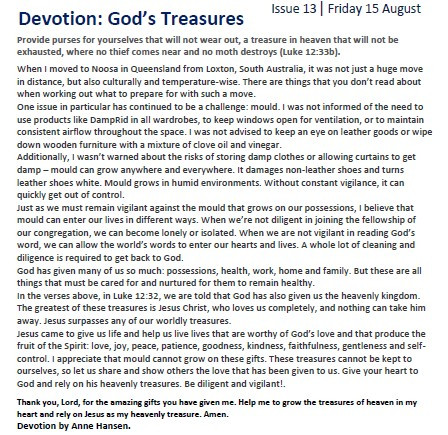 Front page devotion
